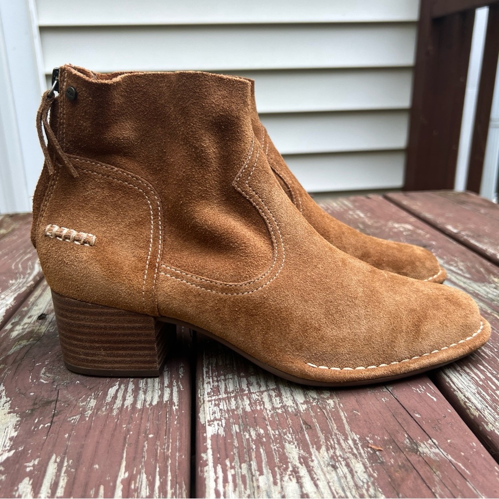 UGG Women's Bandara Suede Ankle Brown Zip Block Heel Boots/Bootie/Shoes|Size:9.5
